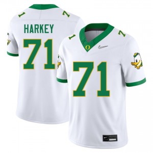 #71 Alex Harkey University of Oregon White Men's Jerseys Replica College Football 801499-995