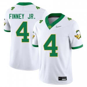 #4 Brandon Finney Jr. Oregon White Men's Jerseys Replica College Football 734174-722