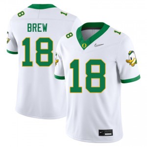 #18 Dorian Brew UO White Mens Jerseys Embroidery College Football 947485-970