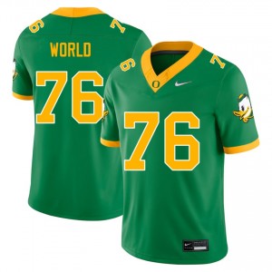 #76 Isaiah World University of Oregon Green Men Jerseys Limited College Football 573323-503