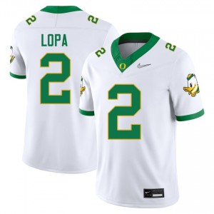 #2 Kingston Lopa Oregon White Men's Jerseys Game College Football 107995-975