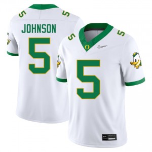 #5 Theran Johnson UO White Men Jerseys Embroidery College Football 595593-529