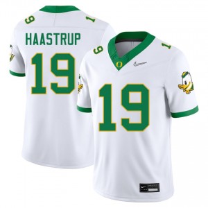 #19 Tobi Haastrup Ducks White Men's Jersey Replica College Football 297691-400
