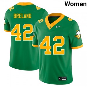#42 Aydin Breland Oregon Ducks Green Women's Jersey NCAA College Football 228836-805