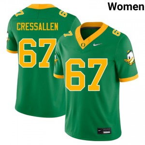 #67 Beau CressAllen University of Oregon Green Women's Jersey High School College Football 448098-396