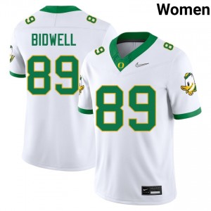 #89 Brady Bidwell Oregon Ducks White Women Jerseys Limited College Football 924225-531