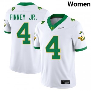 #4 Brandon Finney Jr. University of Oregon White Womens Jersey Alumni College Football 124347-279