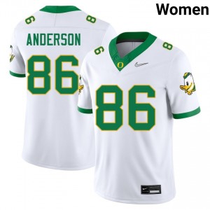 #86 Darrian Anderson Oregon Ducks White Women Jerseys Player College Football 642577-759