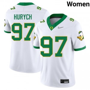 #97 Gage Hurych Oregon White Women's Jersey Embroidery College Football 991039-276