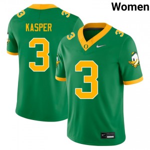 #3 Kyler Kasper University of Oregon Green Womens Jersey Alumni College Football 957545-603