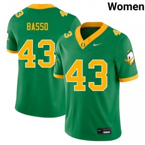 #43 Luke Basso Oregon Green Women's Jerseys High School College Football 796670-784