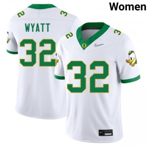#32 Nasir Wyatt The Ducks White Womens Jerseys Replica College Football 984475-825