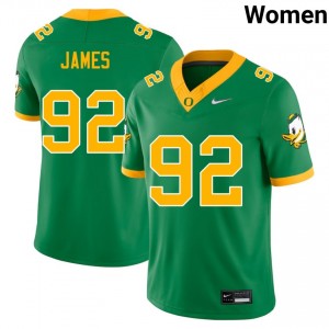 #92 Ross James Ducks Green Women Jerseys Game College Football 991912-573