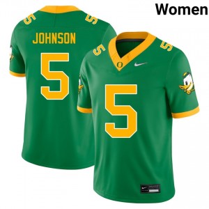 #5 Theran Johnson Ducks Green Womens Jerseys Game College Football 505923-258