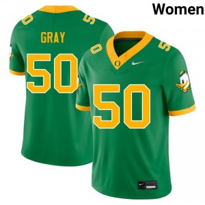 #50 Tionne Gray UO Green Women's Jersey 2025-26 College Football 965999-774