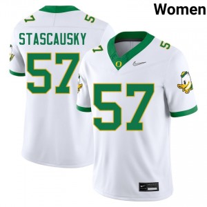 #57 Zac Stascausky University of Oregon White Women Jerseys Replica College Football 430724-352