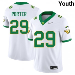 #29 Ashton Porter Oregon Ducks White Youth Jersey Replica College Football 843382-364