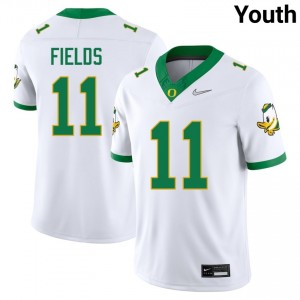 #11 Dakoda Fields Oregon White Youth Jerseys Embroidery College Football 949746-197