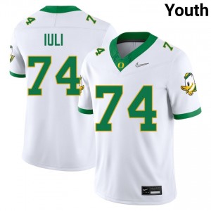 #74 Dave Iuli UO White Youth Jersey NCAA College Football 904286-526