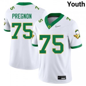 #75 Emmanuel Pregnon UO White Youth Jersey Limited College Football 409715-681