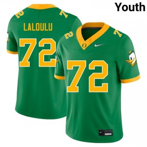 #72 Iapani Laloulu UO Green Youth Jerseys Stitched College Football 504105-139