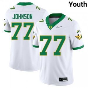 #77 Jericho Johnson The Ducks White Youth Jersey Replica College Football 349948-467