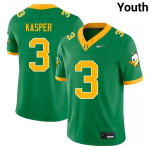 #3 Kyler Kasper University of Oregon Green Youth Jersey Replica College Football 513644-711
