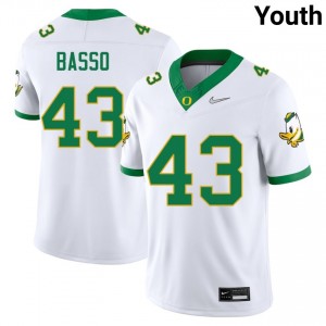 #43 Luke Basso University of Oregon White Youth Jerseys 2025 College Football 419016-128