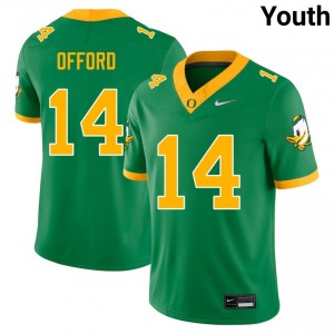 #14 Na'Eem Offord University of Oregon Green Youth Jersey NCAA College Football 815769-378