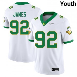 #92 Ross James UO White Youth Jerseys NCAA College Football 901274-458