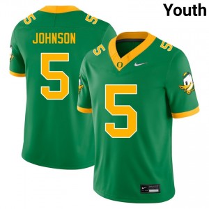 #5 Theran Johnson Oregon Green Youth Jersey Stitched College Football 914466-688
