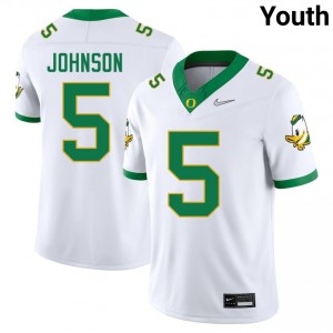 #5 Theran Johnson University of Oregon White Youth Jersey Game College Football 148276-374