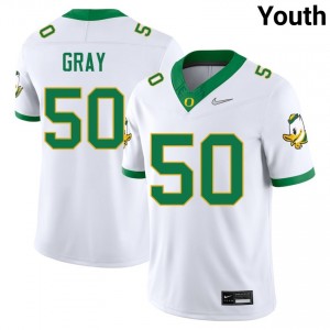 #50 Tionne Gray Oregon White Youth Jersey High School College Football 251621-284