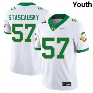 #57 Zac Stascausky Ducks White Youth Jerseys Limited College Football 677644-176